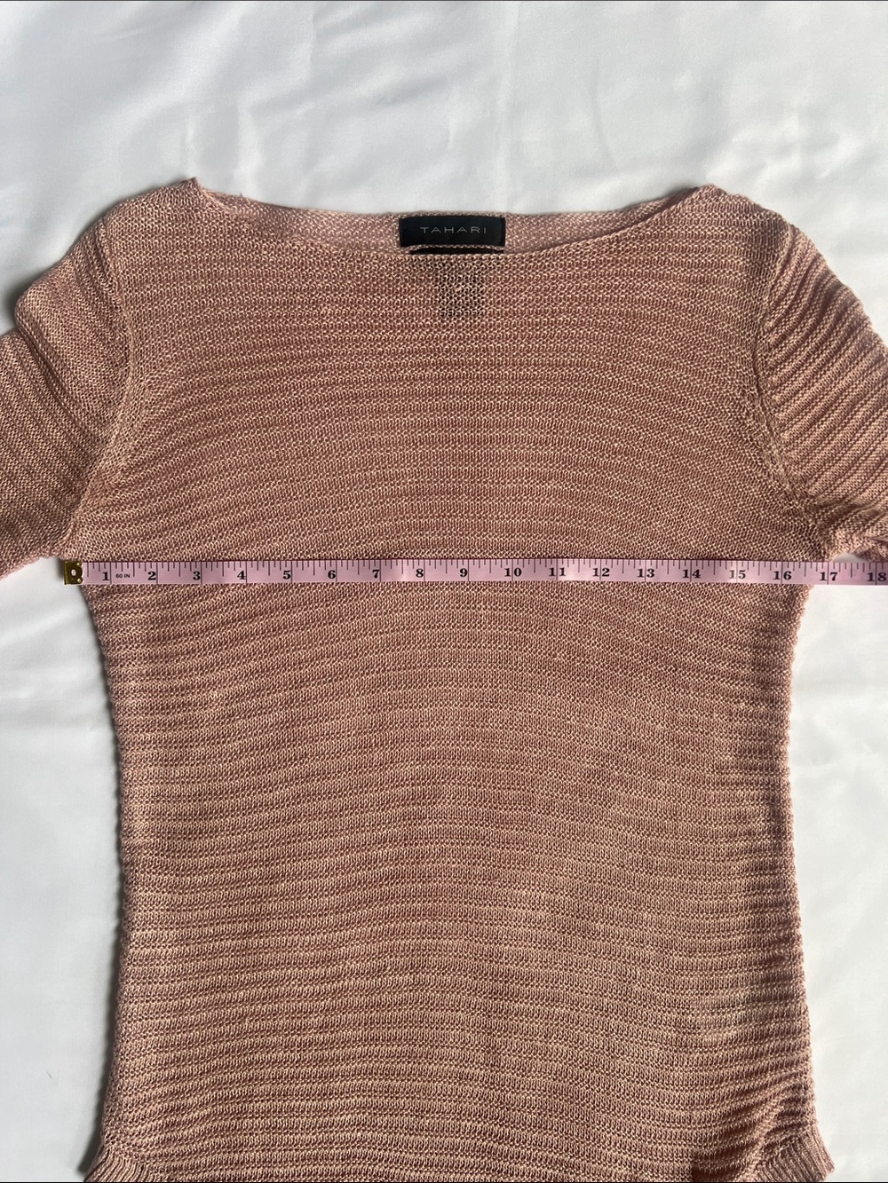 Tahari Dusty Rose Sz XS Lightweight 100% Linen Sweater Minimalist Quiet Lux - Picture 3 of 11
